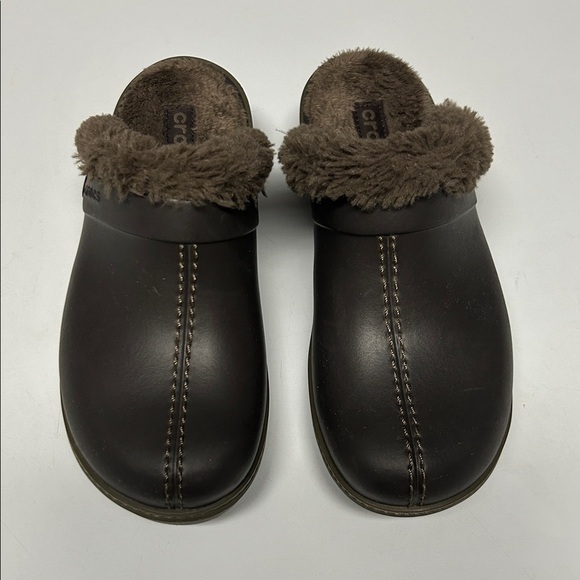 CROCS Shoes - CROCS Dark Brown Cobbler Eva fur-lined clog mule shoes